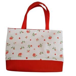Sweetheart and Roses Snap Tote Bag with red n white polka dot liner